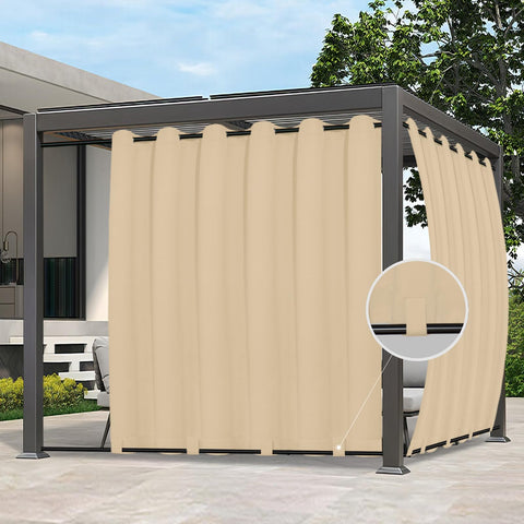 Easy-Going cortina frontal beige, privacidad y estilo para patio