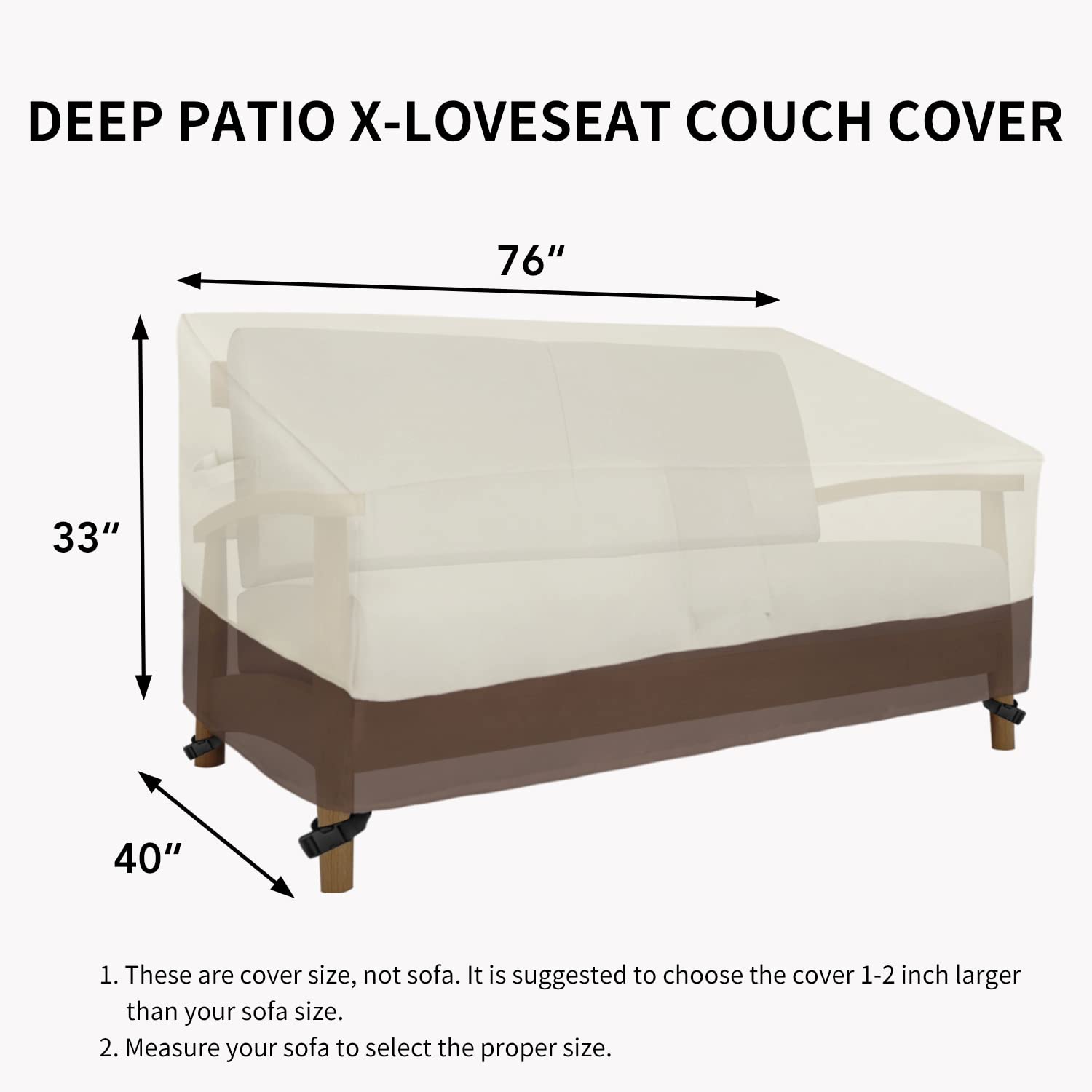 Easy-Going comparación de tamaño muestra ajuste para loveseat 76x40x33