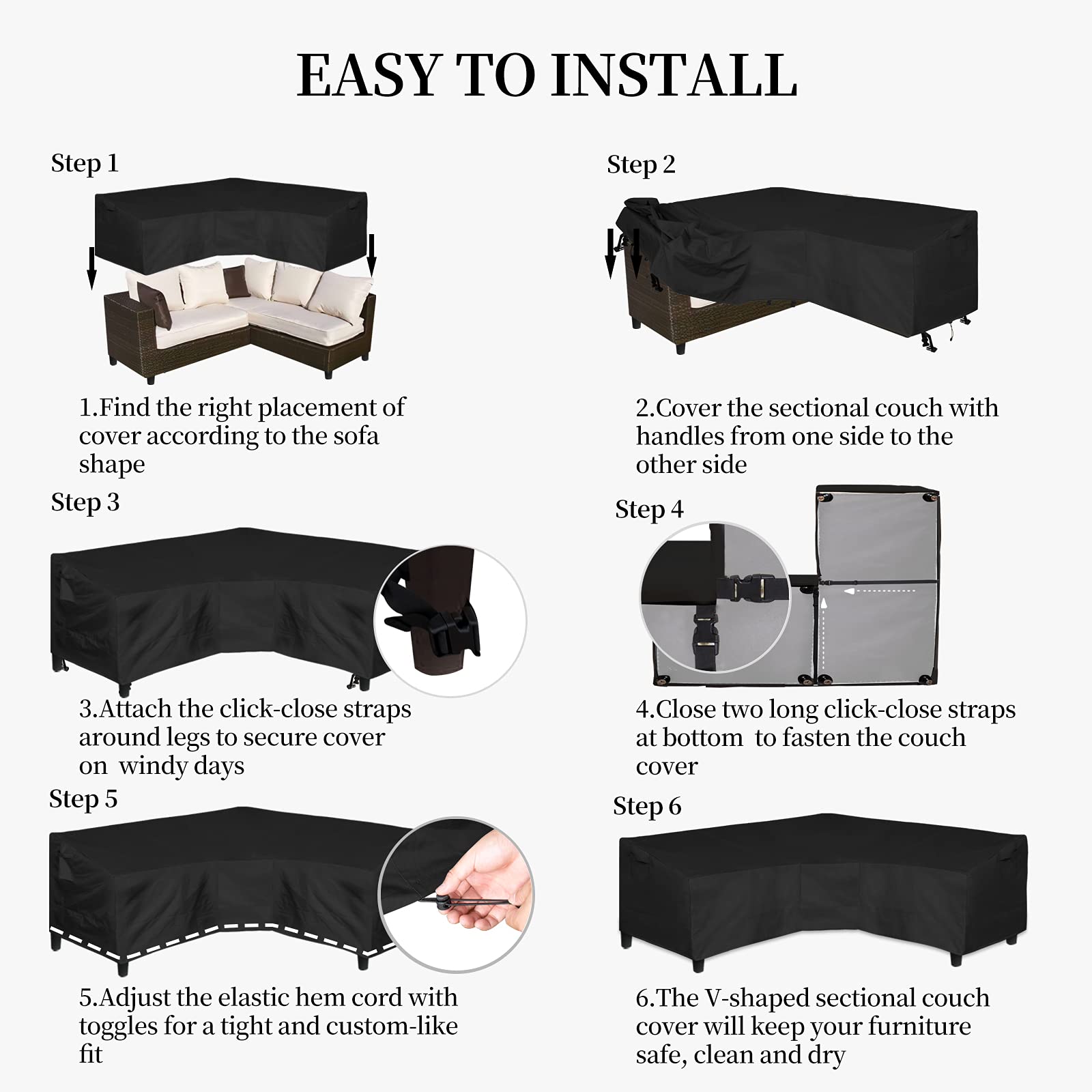 Easy-Going ambiente de patio con funda protegiendo muebles y estilo