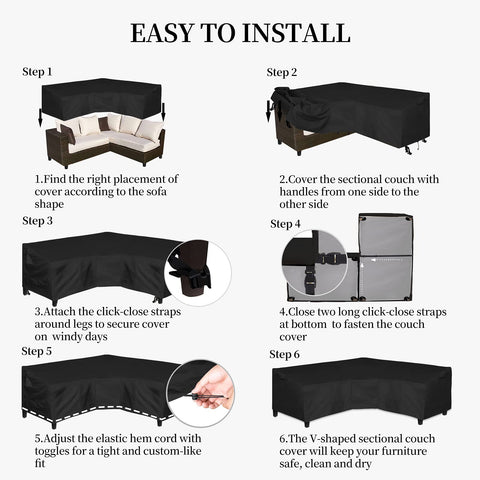 Easy-Going ambiente de patio con funda protegiendo muebles y estilo