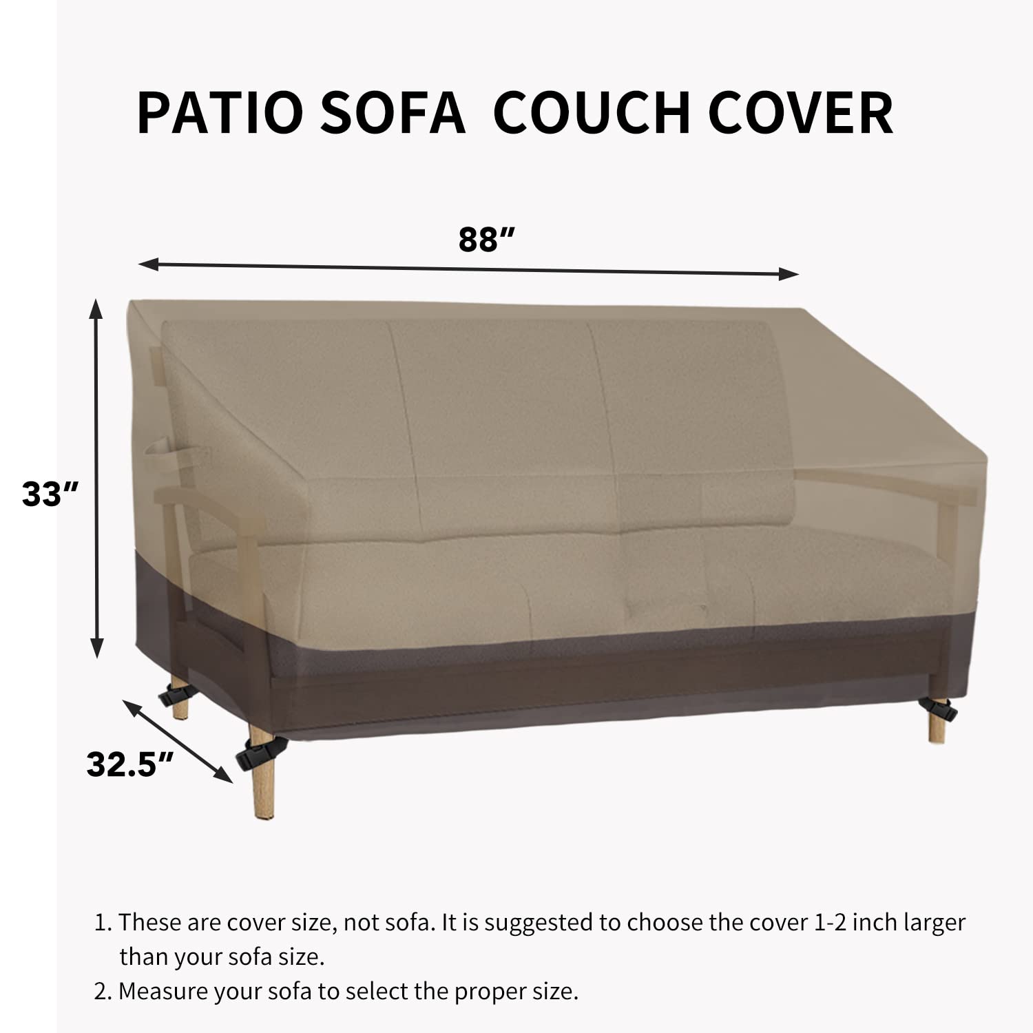 Easy-Going funda colocada sobre sofá para referencia de tamaño