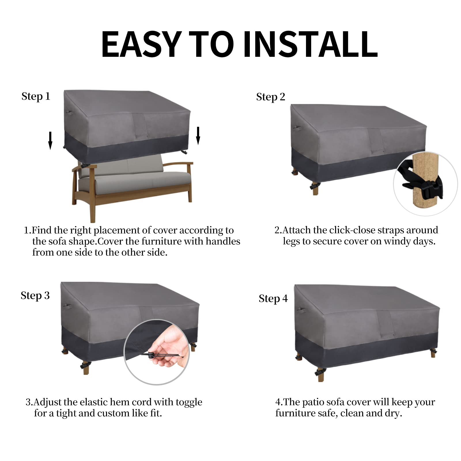 Easy-Going funda junto a una cinta métrica mostrando las dimensiones