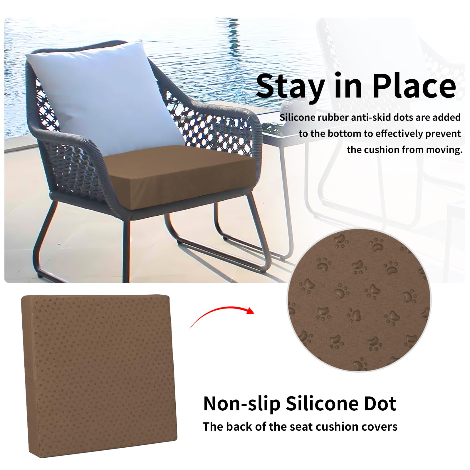 Easy-Going funda instalada en silla de exterior mostrando ajuste y estilo