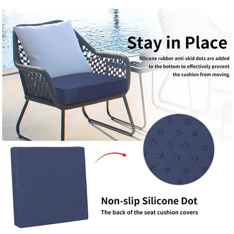 Easy-Going funda colocada en sillón de exterior demostrando aspecto renovado