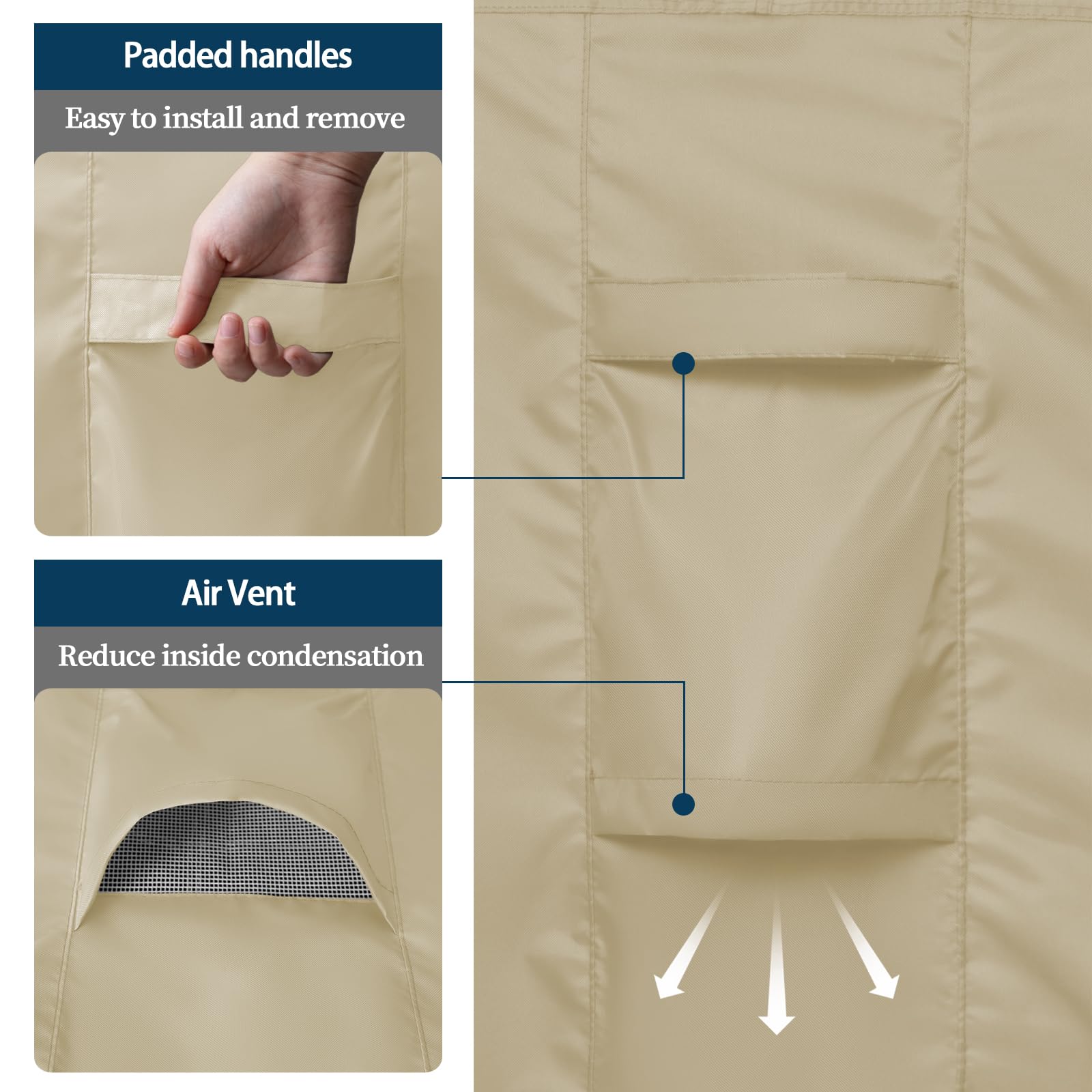 Easy-Going funda colocada sobre mesa y sillas demostrando uso práctico