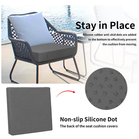 Easy-Going funda colocada en silla de jardín demostrando protección práctica