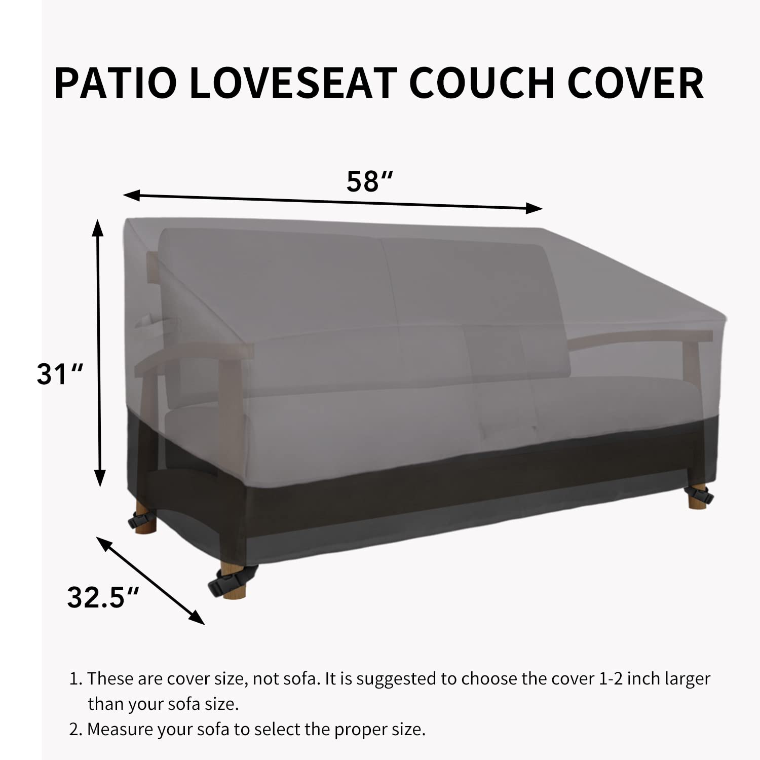 Easy-Going funda en comparación de tamaño con un loveseat, muestra ajuste