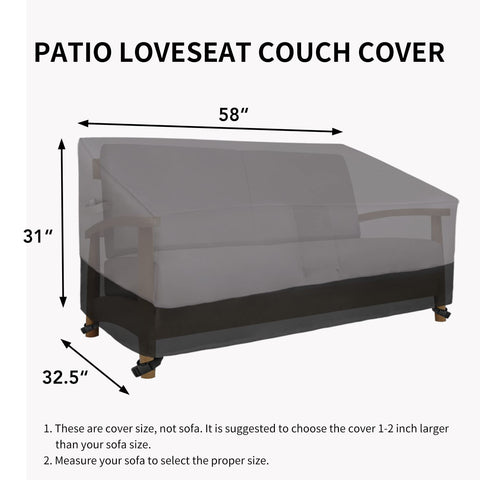 Easy-Going funda en comparación de tamaño con un loveseat, muestra ajuste