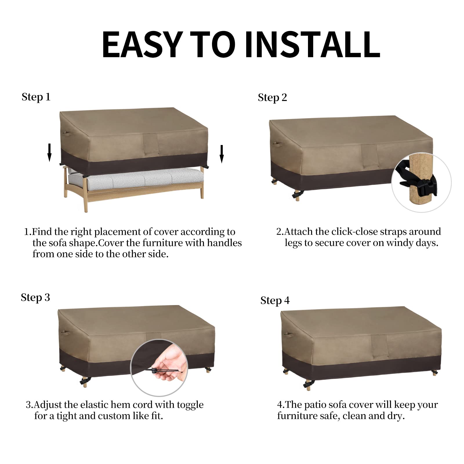 Easy-Going detalle del material reforzado, protege contra lluvia y sol