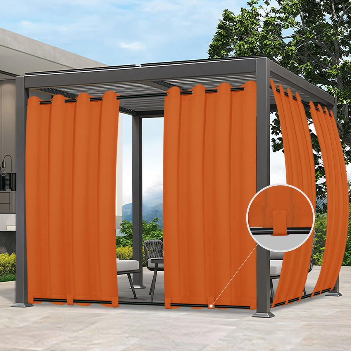 Easy-Going panel frontal naranja mostrando privacidad y color