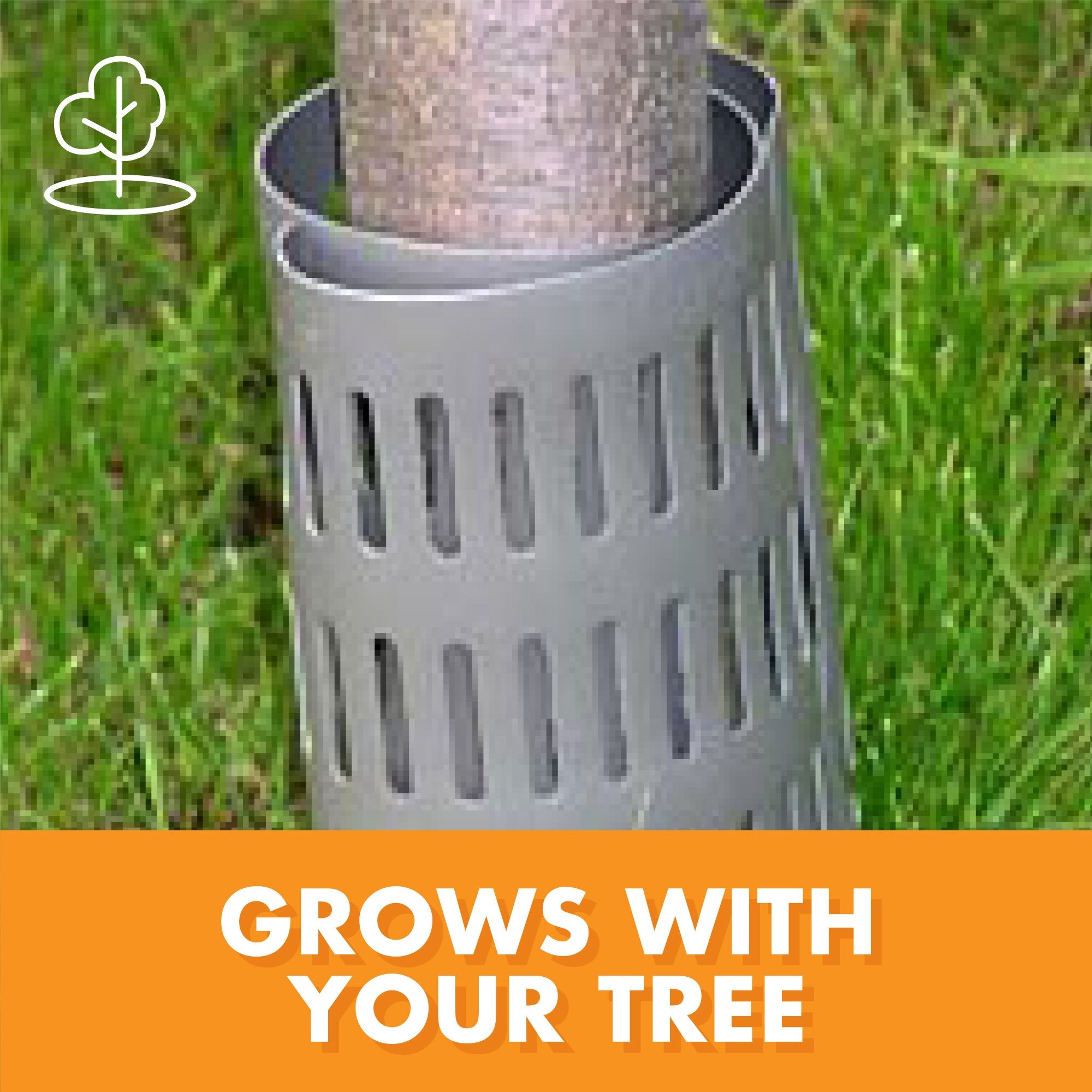EasyFlex colocado alrededor de un árbol joven para evitar daños