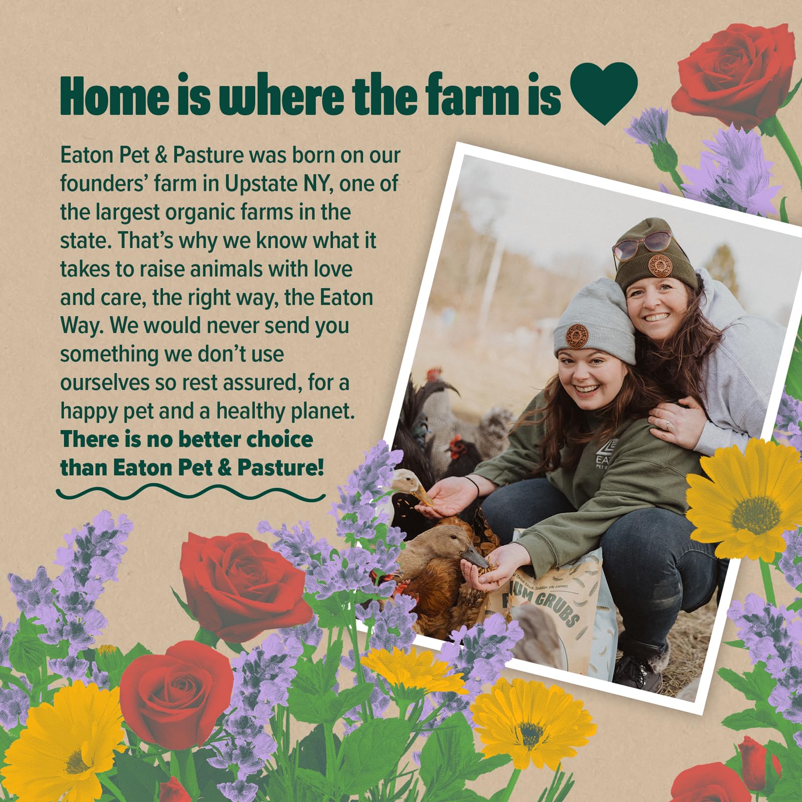 Eaton Pet and Pasture etiqueta con ingredientes y beneficios claros para compradores