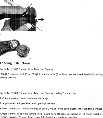ECHO Speed Feed 400 junto a regla demostrando tamaño y compatibilidad