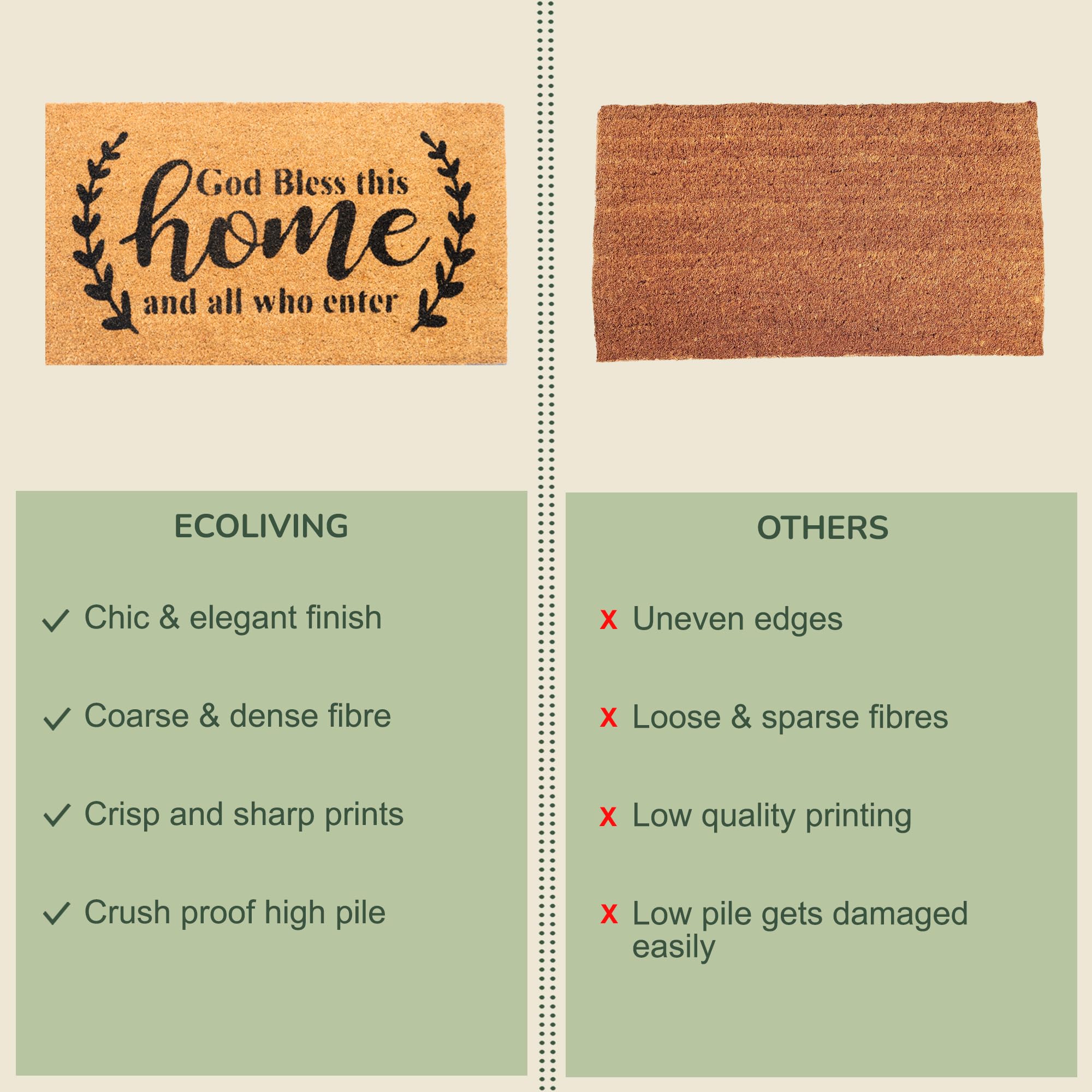 Eco Living estilo de porche con felpudo creando ambiente acogedor