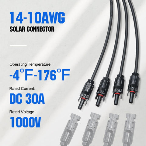 ECO-WORTHY conector en uso unido a paneles solares para mayor potencia de salida