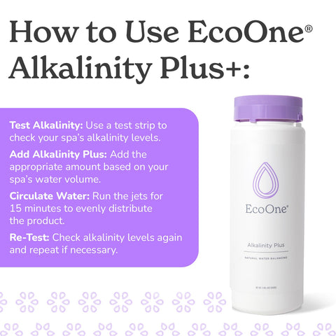 ecoone Alkalinity Plus aplicación vertido en spa con bomba en marcha para ajuste rápido
