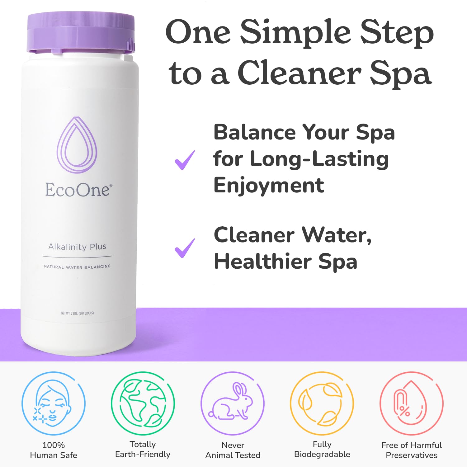 ecoone Alkalinity Plus etiqueta con instrucciones claras y beneficios para el usuario