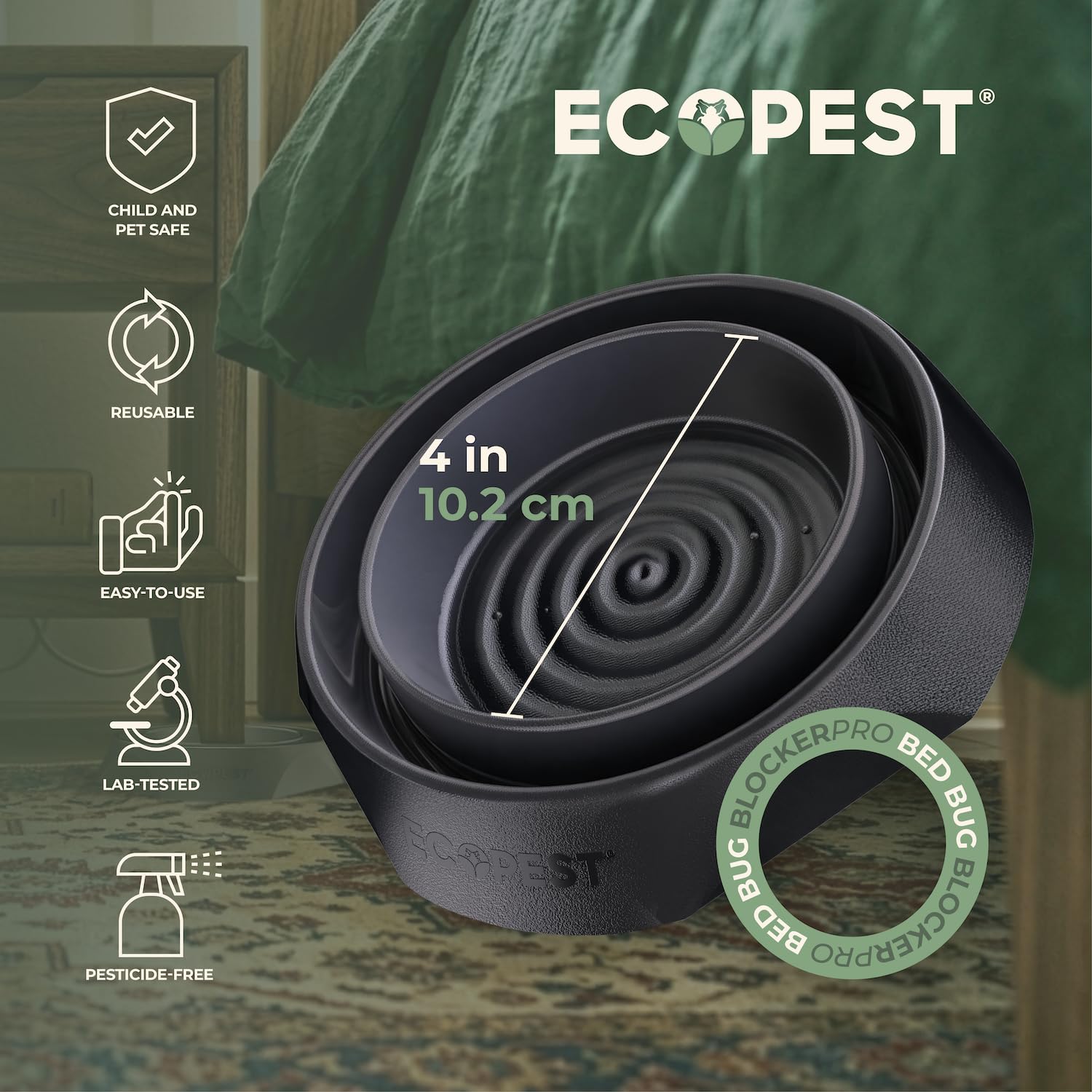 ECOPEST interceptor junto a regla para comparar tamaño y planificar colocación