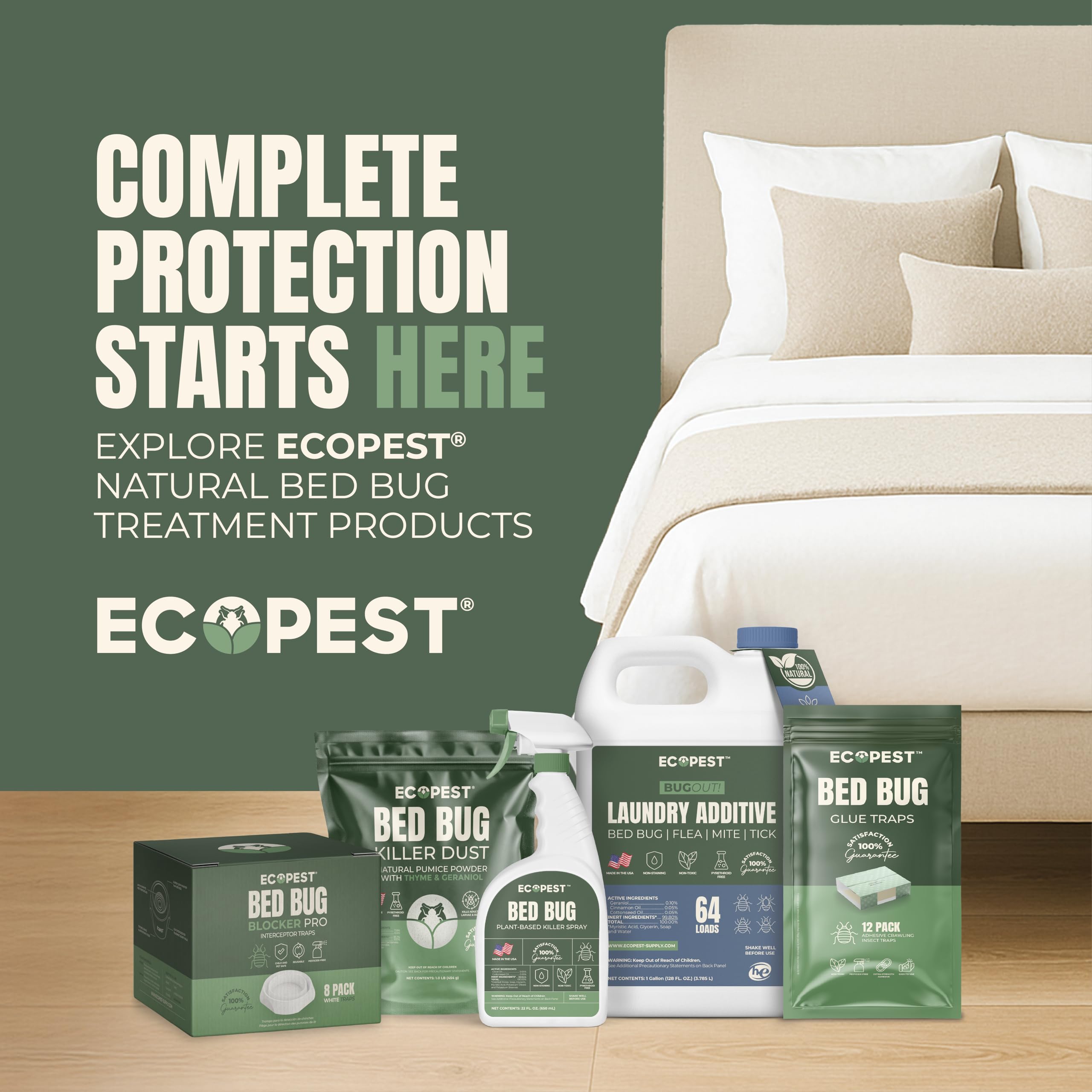 ECOPEST interceptor en dormitorio real demostrando uso en hogar y alojamiento