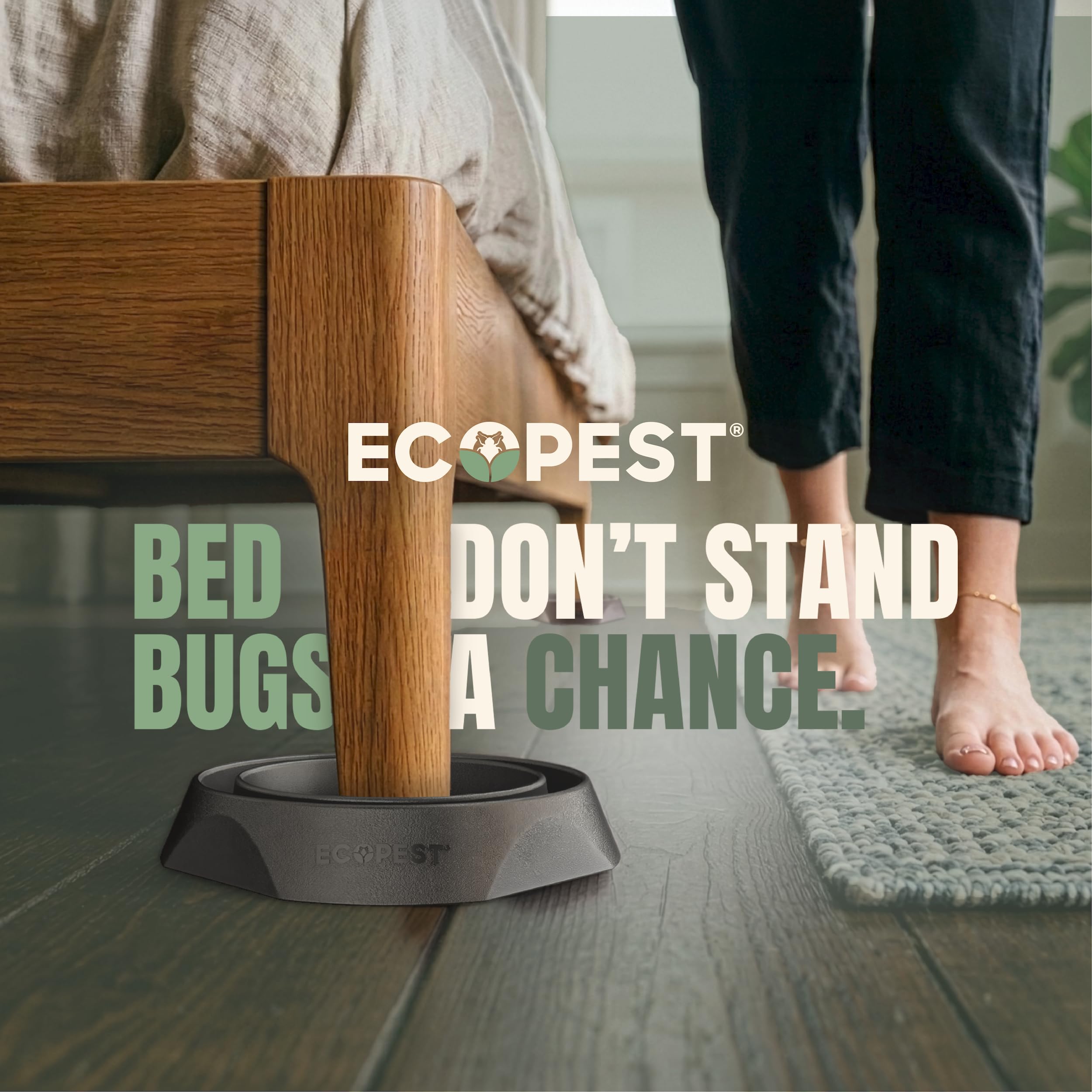 ECOPEST interceptor vista lateral que ilustra durabilidad y ajuste a patas de cama