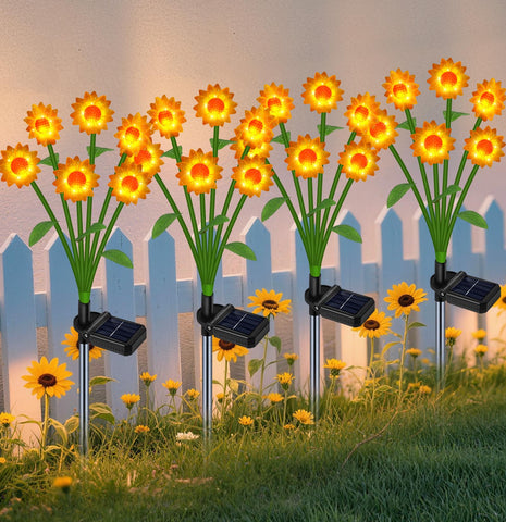 EDOF girasoles frontal mostrando conjunto de 24 para decoración exterior