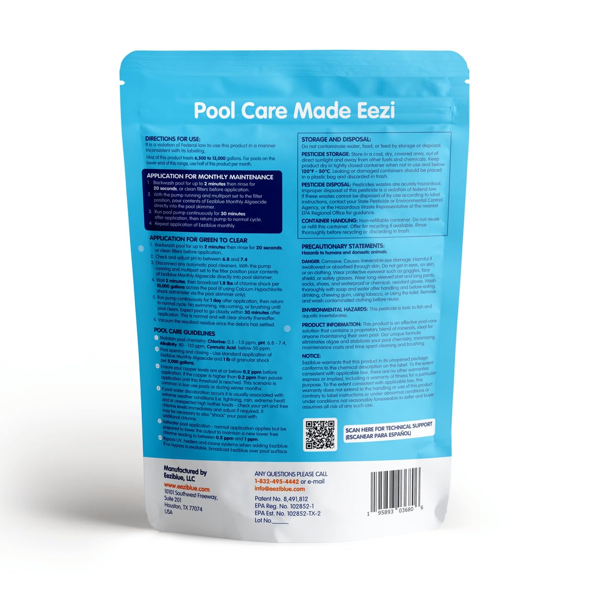 Eeziblue ambiente de piscina mostrando agua clara y mantenimiento reducido