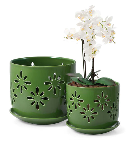EFISPSS maceta frontal verde con acabado elegante que realza plantas