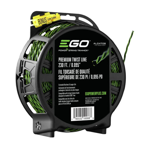 EGO Power+ detalle de la textura del hilo retorcido, beneficio: resistente al desgaste y corte uniforme