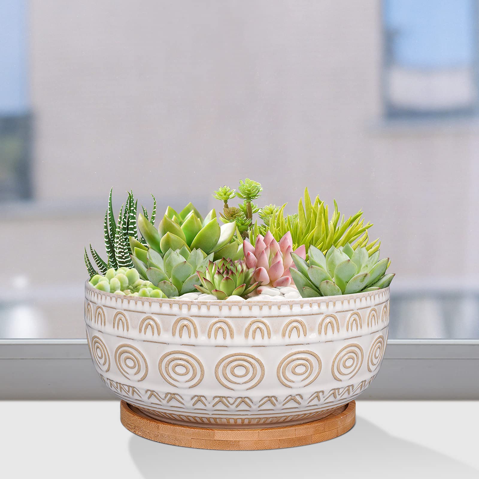 Eightpot comparación de tamaño con mano para visualizar escala real