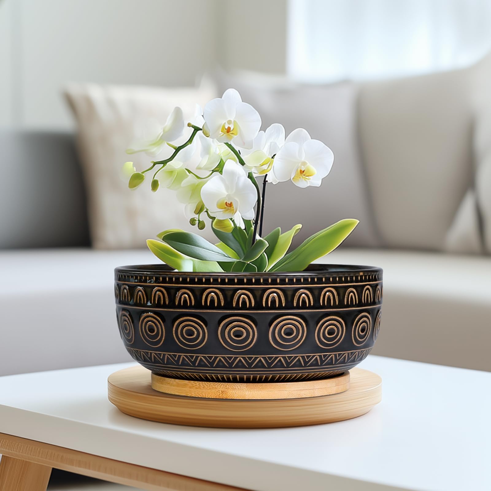 Eightpot maceta integrada en salón, aporta estilo boho y armonía