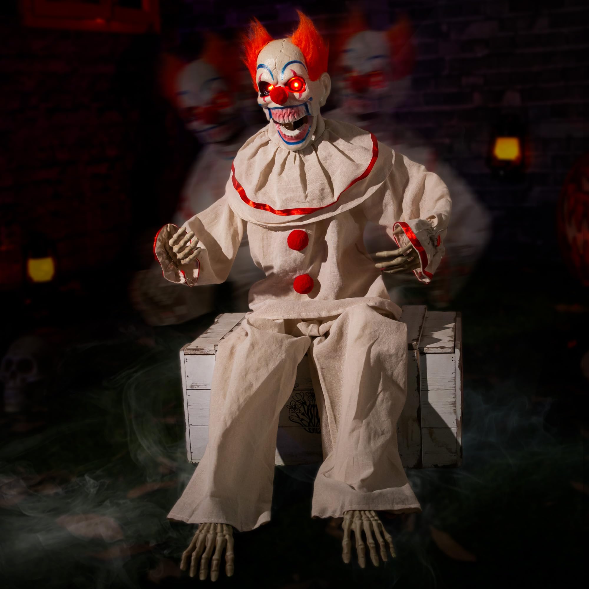 ELAMAS payaso frontal empacado mostrando diseño y tamaño impactante