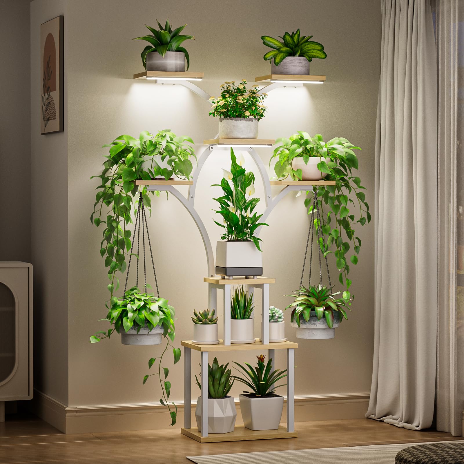 Elbourn estantería decorada con libros y plantas integrando diseño y naturaleza