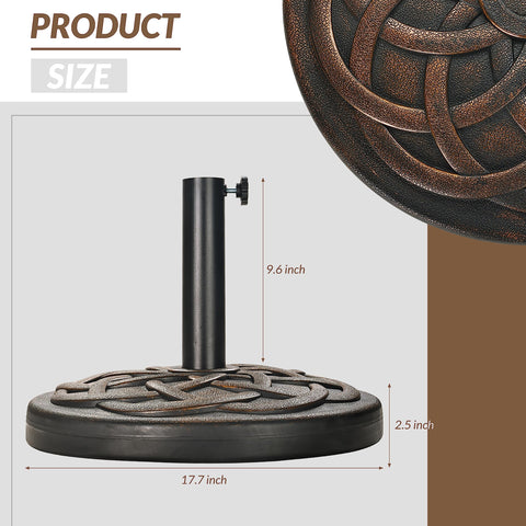Elevon base en uso en patio sosteniendo sombrilla para confort exterior