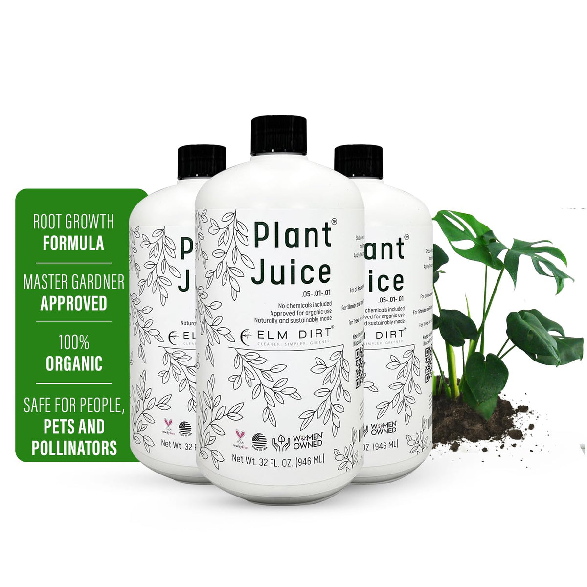 Elm Dirt envase frontal mostrando diseño y beneficios orgánicos