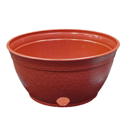 Emsco maceta frontal terracota mostrando estilo y ocultación de manguera
