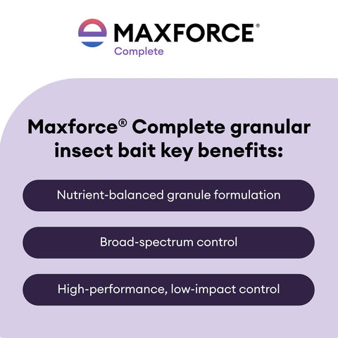 Envu Maxforce gránulos esparcidos en césped demostrando barrera