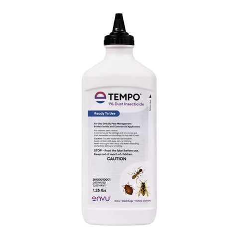 Envu Tempo frasco frontal muestra producto listo para usar y almacenamiento seguro