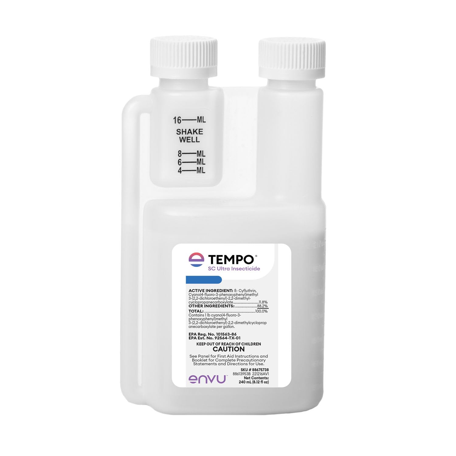 Envu botella frente mostrando diseño y formato 240 ml con control eficiente