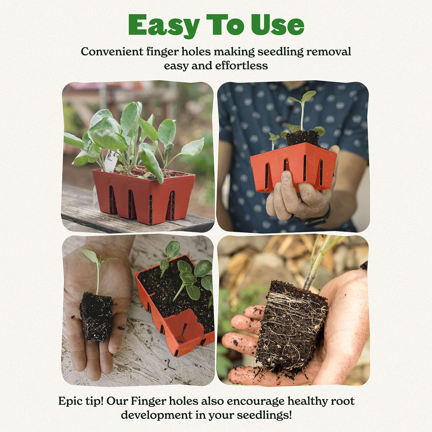 Epic Gardening primer plano de agujero inferior para extracción fácil