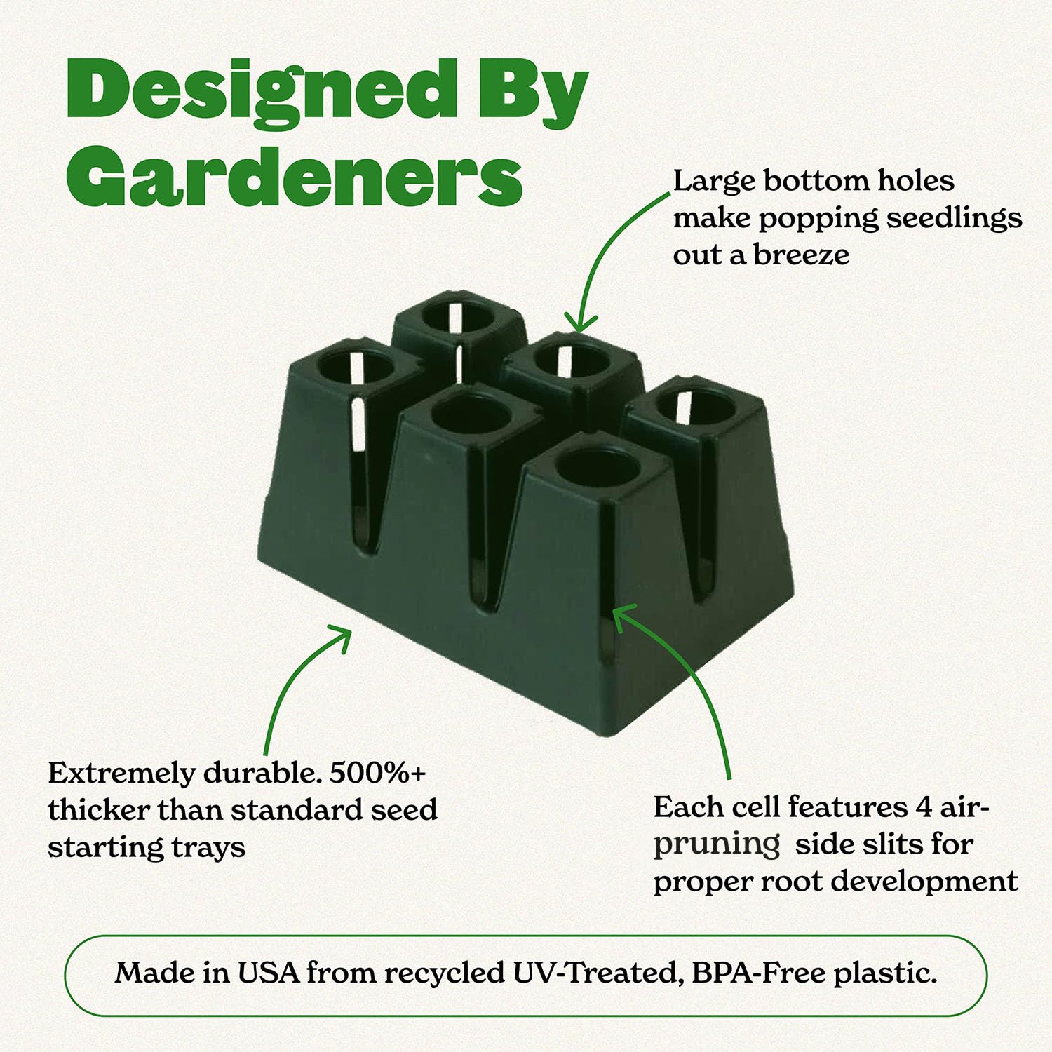 Epic Gardening tamaño comparado con manos, demuestra escala práctica