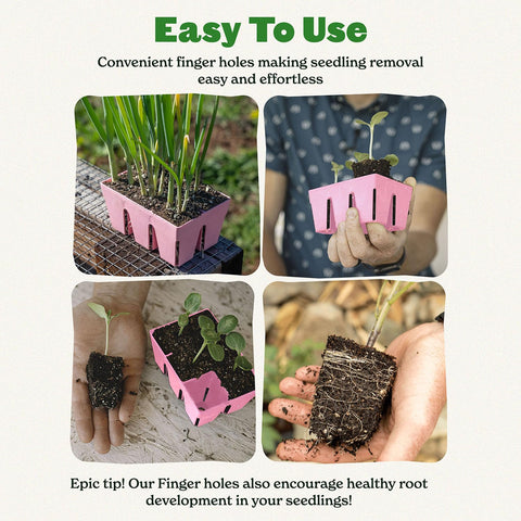 Epic Gardening conjunto de seis bandejas rosa apiladas para almacenamiento duradero
