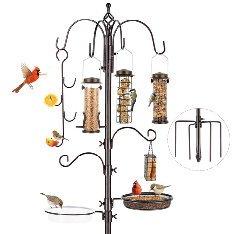 ERYTLLY estación completa frontal mostrando ganchos y bandeja, invita a observar aves