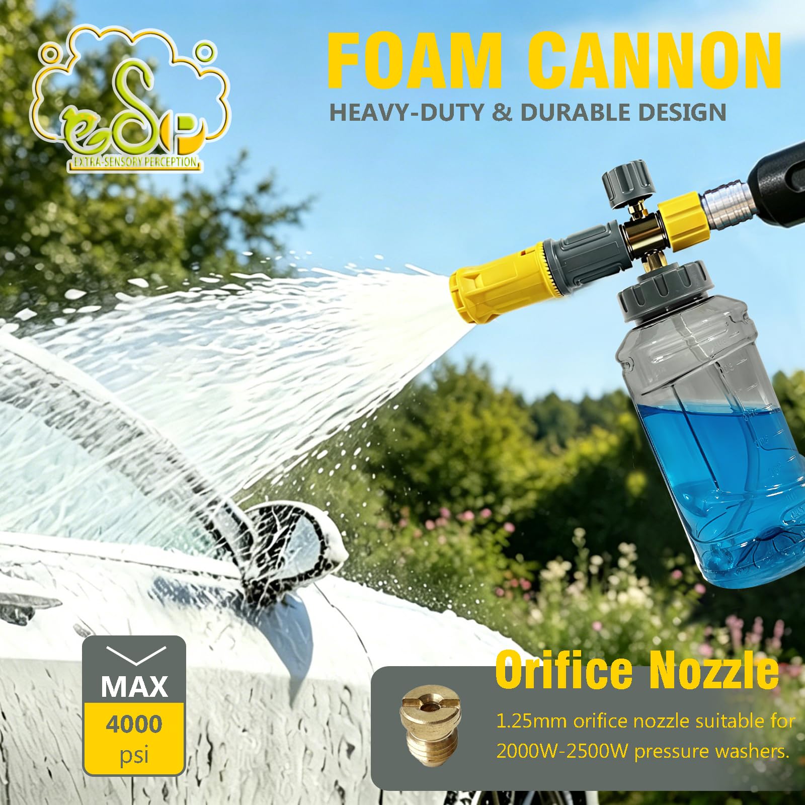 ESP Foam Cannon mando de control giratorio, ajuste fácil de densidad