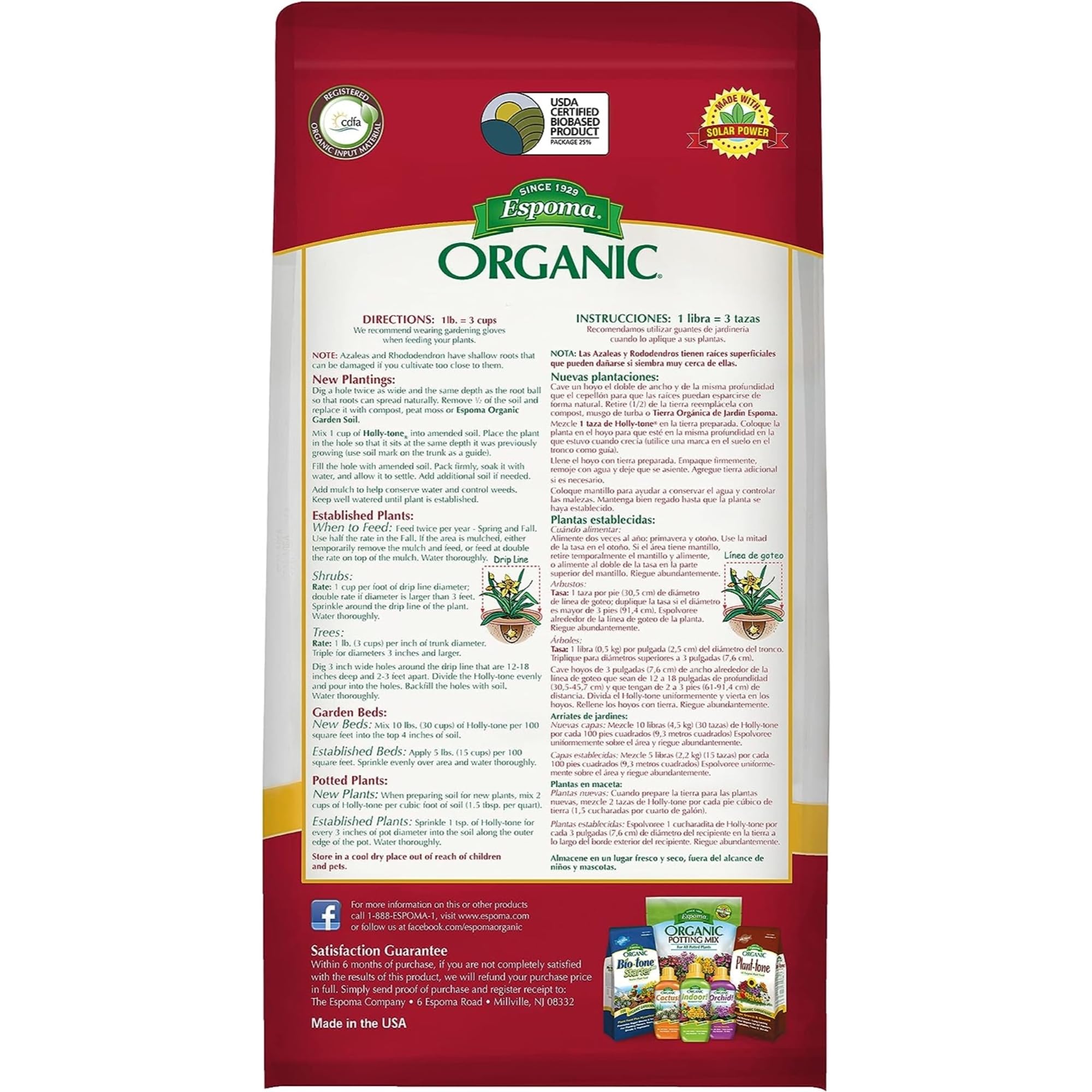 Espoma ingredientes naturales y Bio-tone en detalle