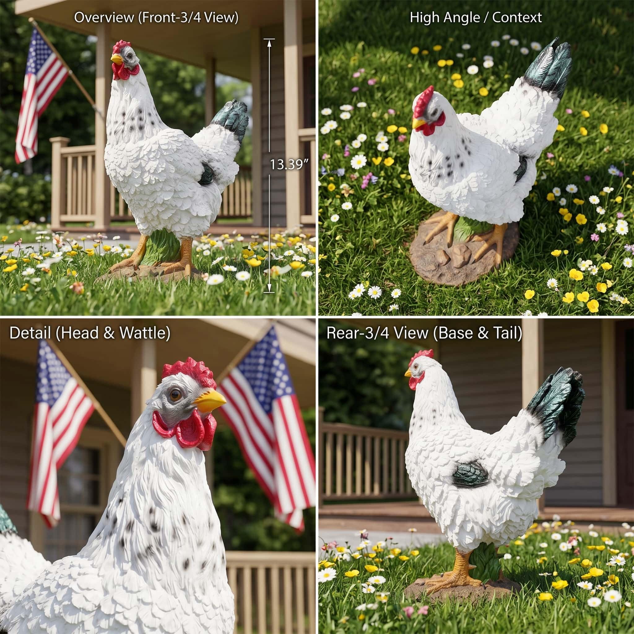 Euiroet gallina en entorno de patio, mejora la atmósfera exterior