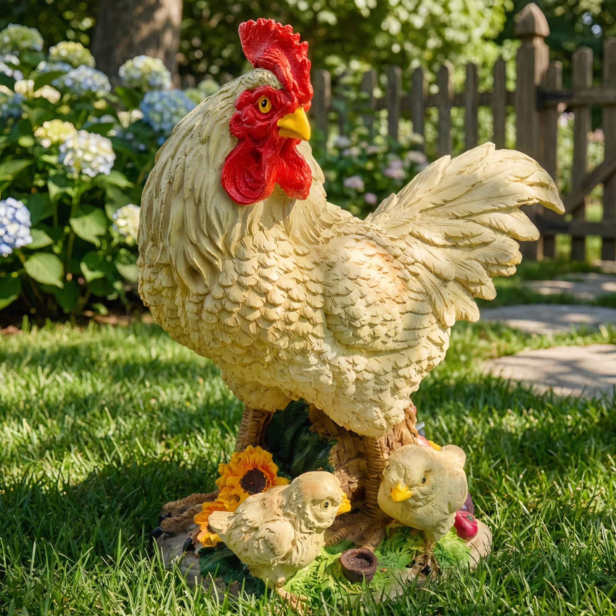 Euiroet figura integrada en jardín realzando ambiente rústico y acogedor