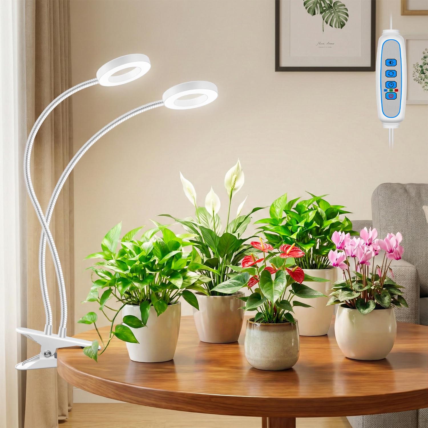 Eurbolan frontal doble halo mostrando cobertura amplia para plantas