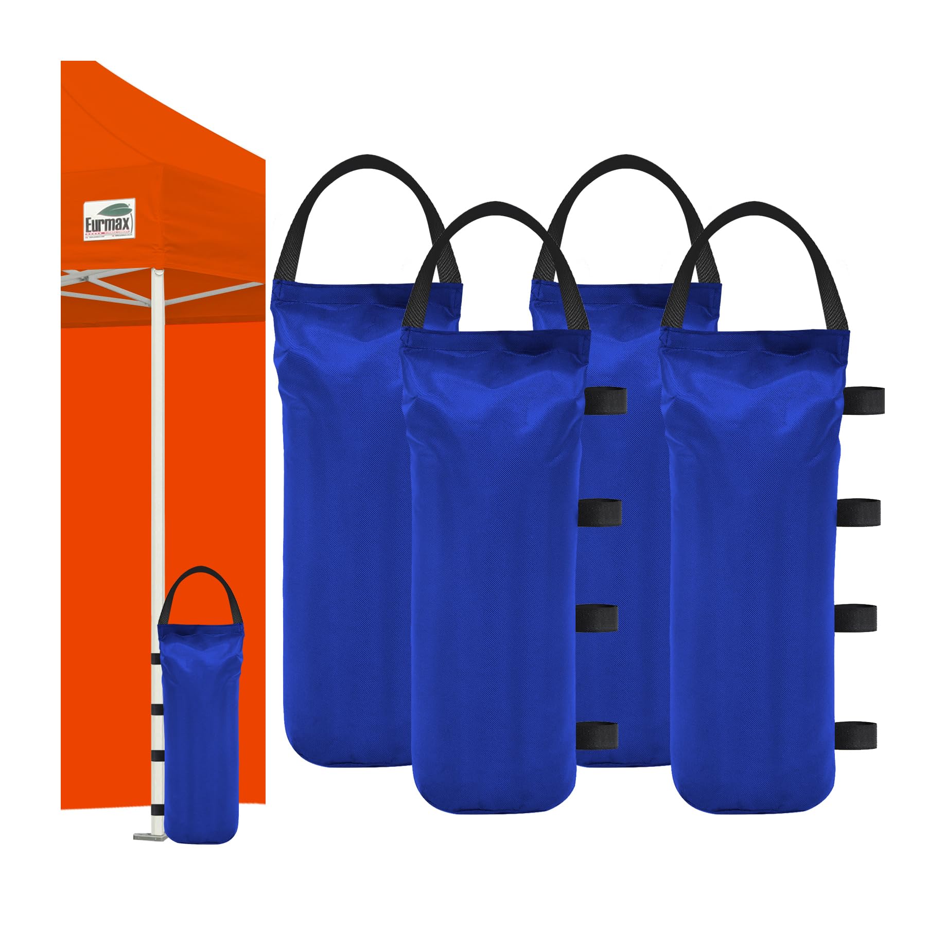 Eurmax paquete frontal de bolsas de peso mostrando color azul y capacidad