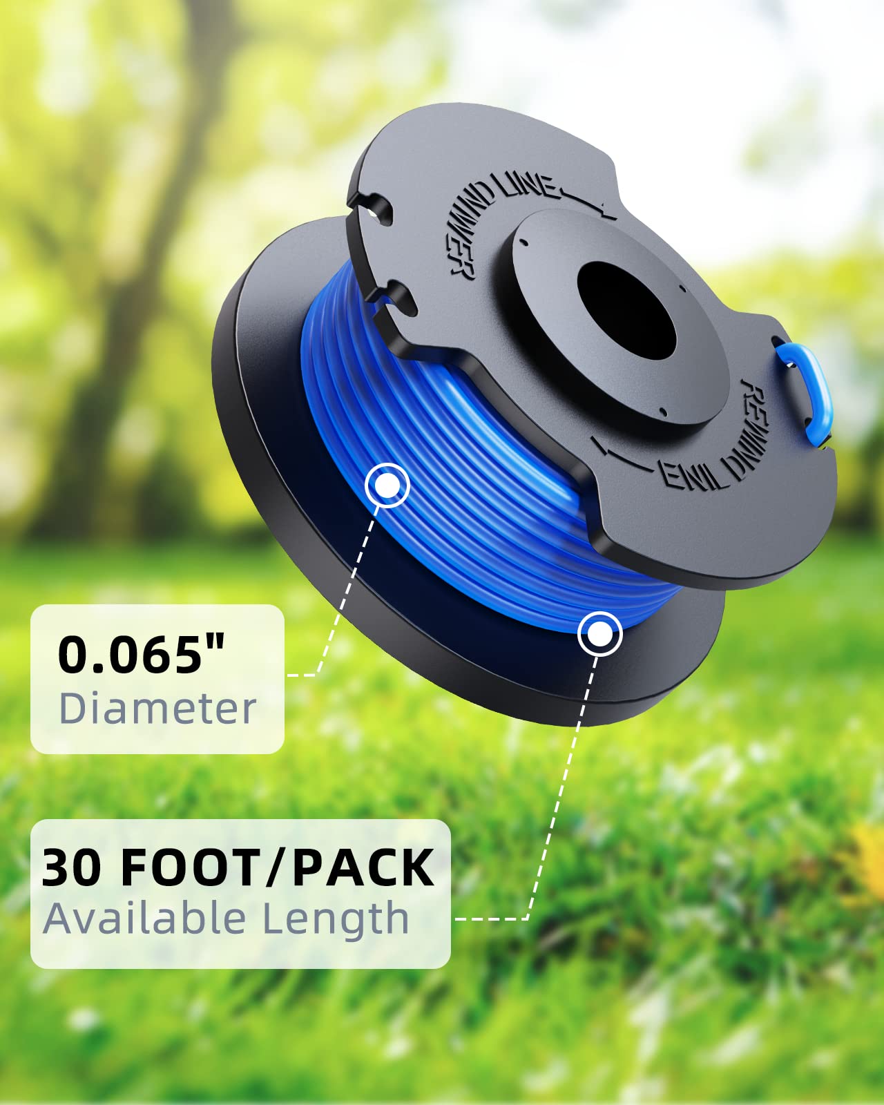 Eventronic primer plano del hilo 0.065" mostrando flexibilidad y resistencia