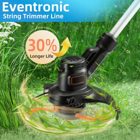 Eventronic línea instalada en desbrozadora cortando césped denso